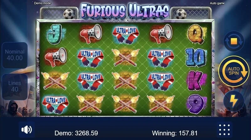 Furious Ultras - pangunahing game screen na may bleacher