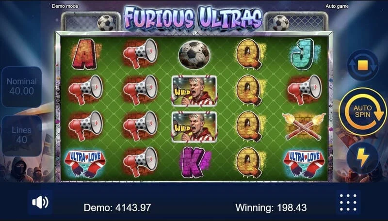 Furious Ultras - mga payline sa reels